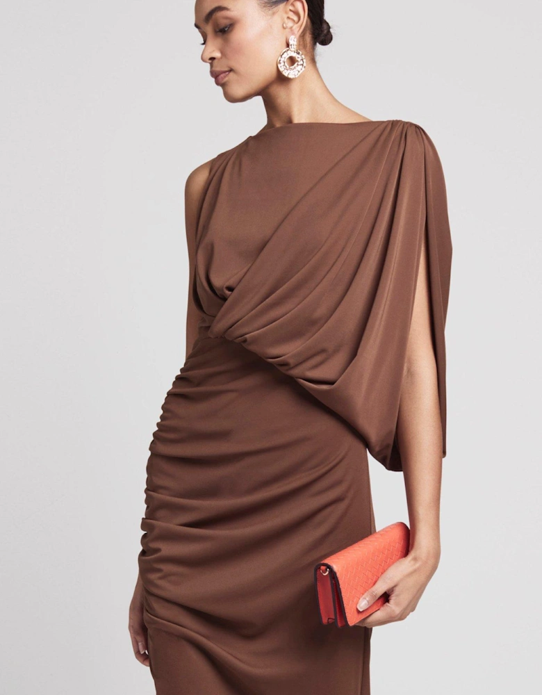 Drape Jersey Dress - Dark Brown