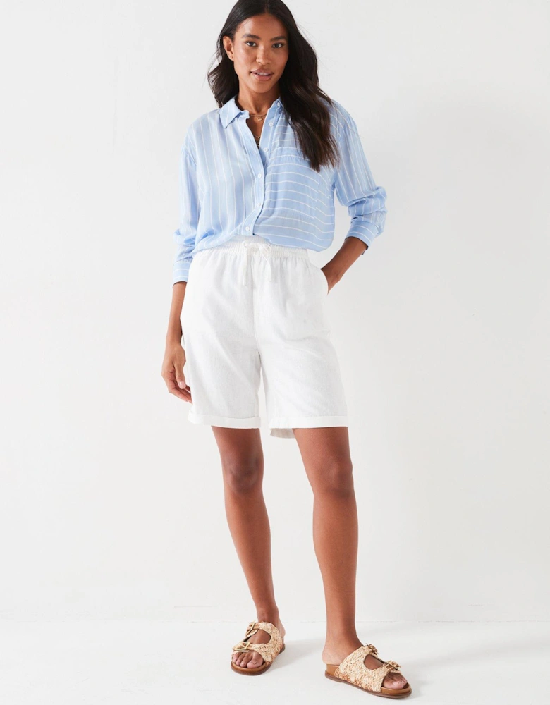 Linen Blend Shorts - White