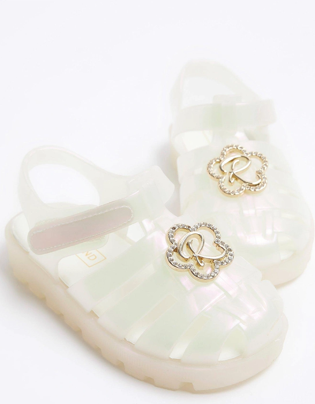 Mini Girls Flower Jelly Sandals - White