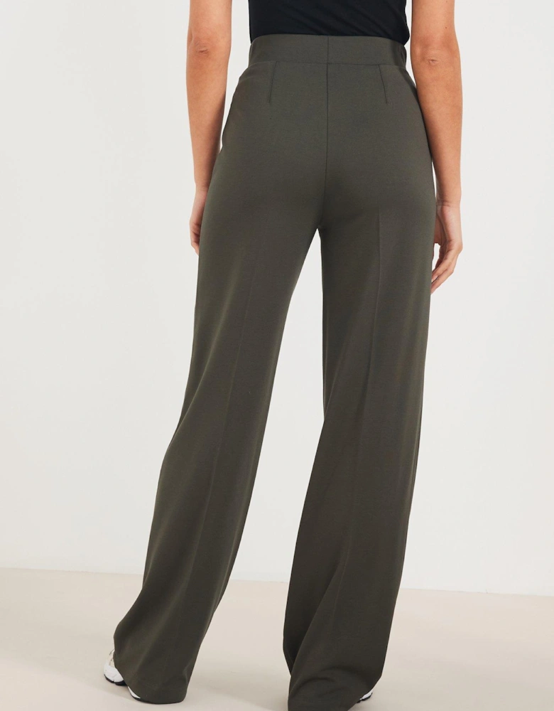 Jersey Wide Leg Trouser - Khaki