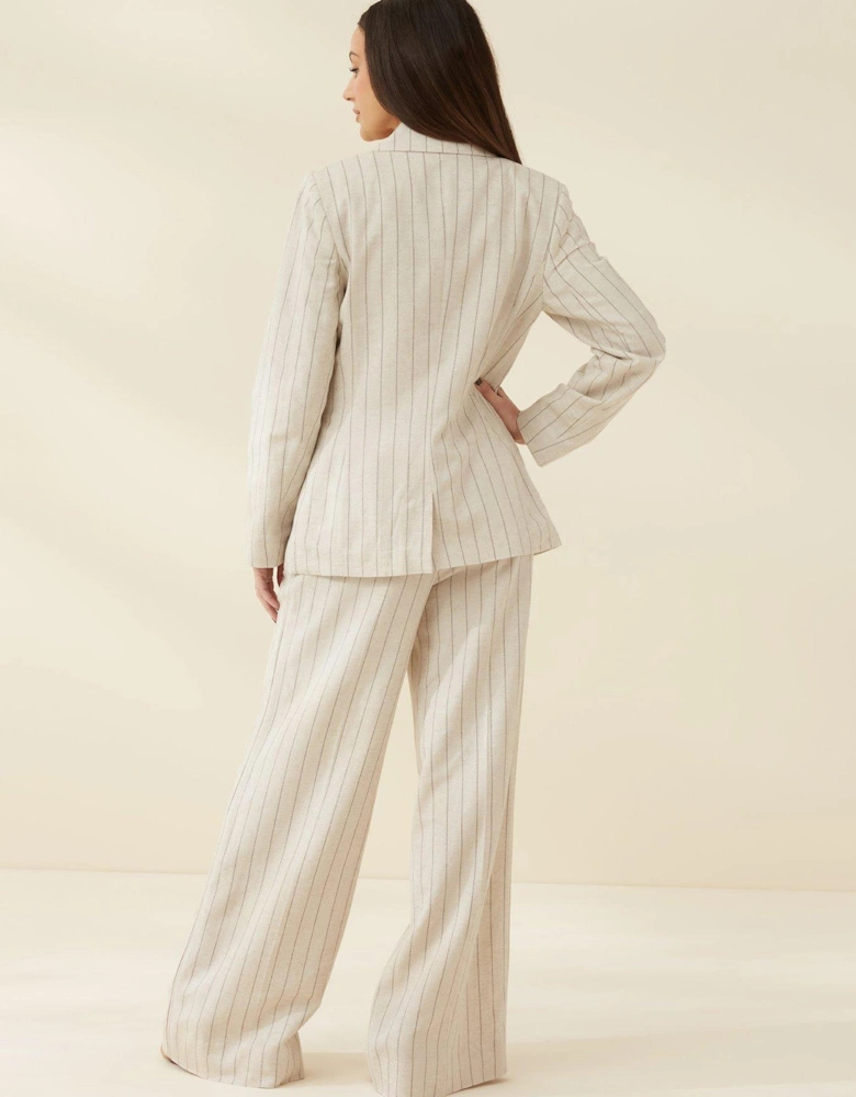 3 Piece Suit Stripe Trousers - Beige Stripe