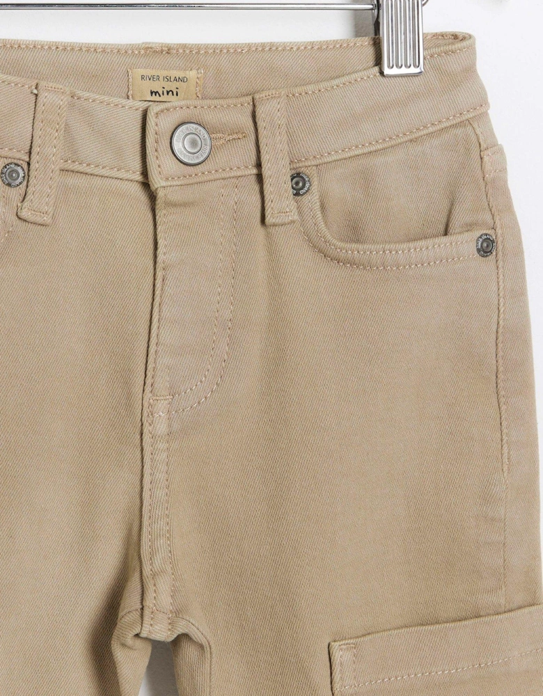 Mini Boys Stone Utility Tapered Jeans - Beige