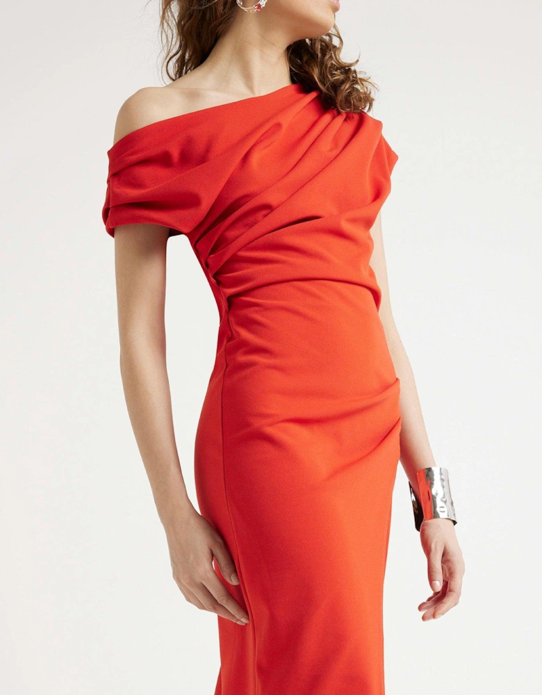 Asymmetric Wrap Mini Dress - Red