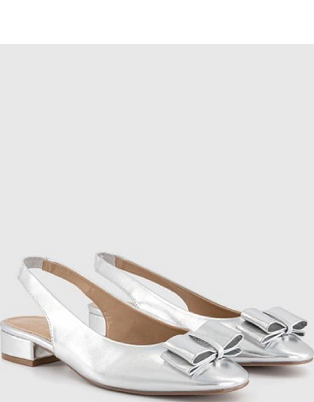 Fiesta Bow Slingback Ballet Shoes - Silver