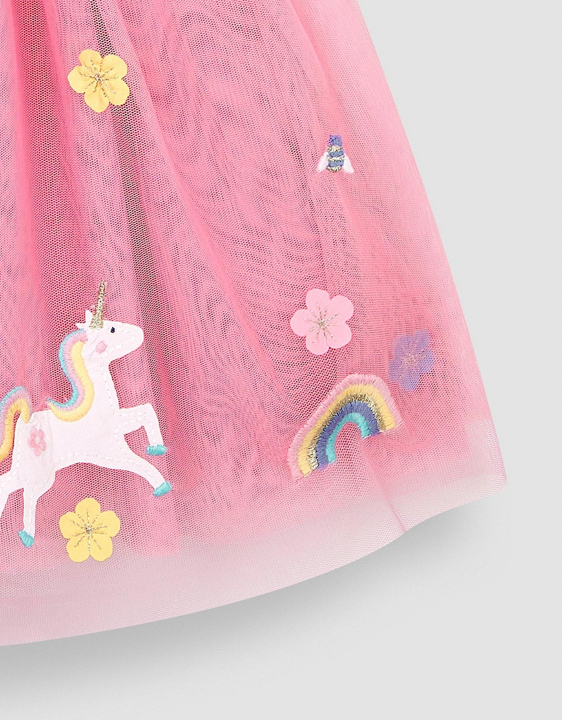Girls Unicorn Tulle Party Dress - Pink