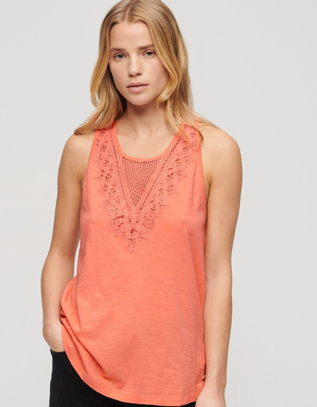 Jersey Lace Vest - Orange