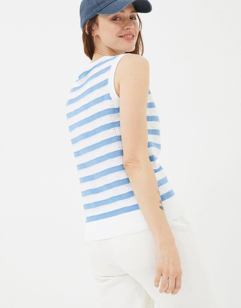 Breton Stripe Linen Tank - Blue