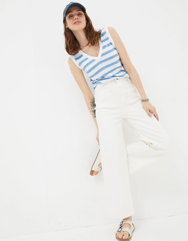 Breton Stripe Linen Tank - Blue