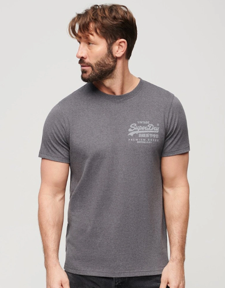 Men's Classic Vintage Logo Heritage Chest Tee Granite Grey Marl