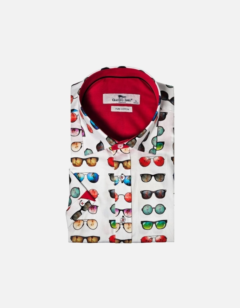 Sunglasses Print Short Sleeve White