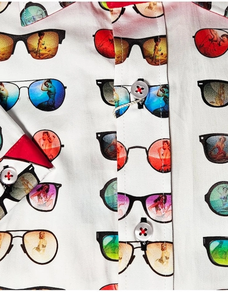 Sunglasses Print Short Sleeve White