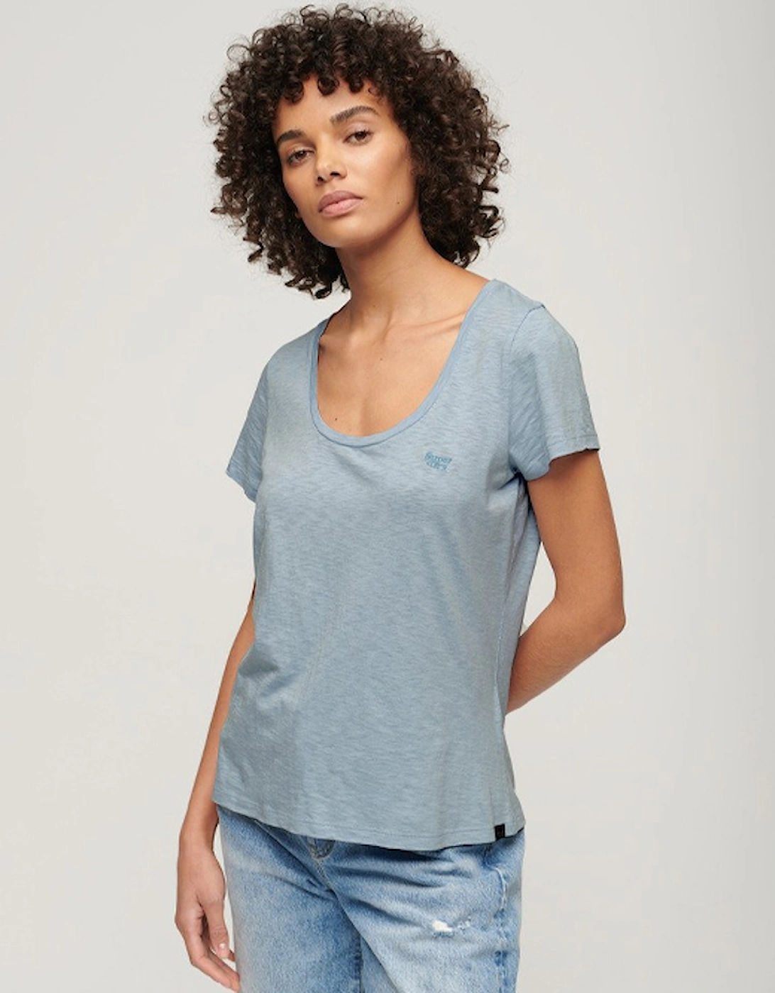 Superdry Women's Blue Scoop Neck Tee Forever - : Size 8