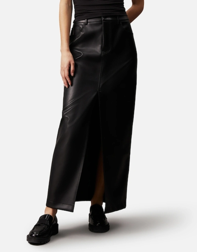 Jeans Faux Leather Maxi Skirt