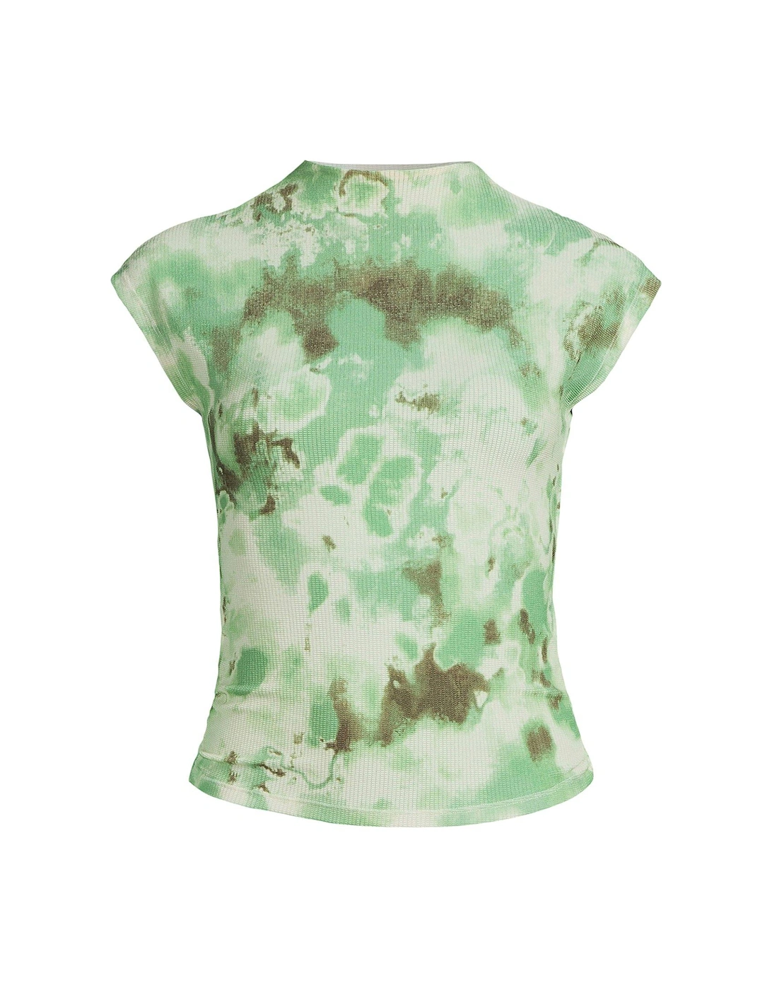 Textured Jersey Printed Knitted Top - Green Floral