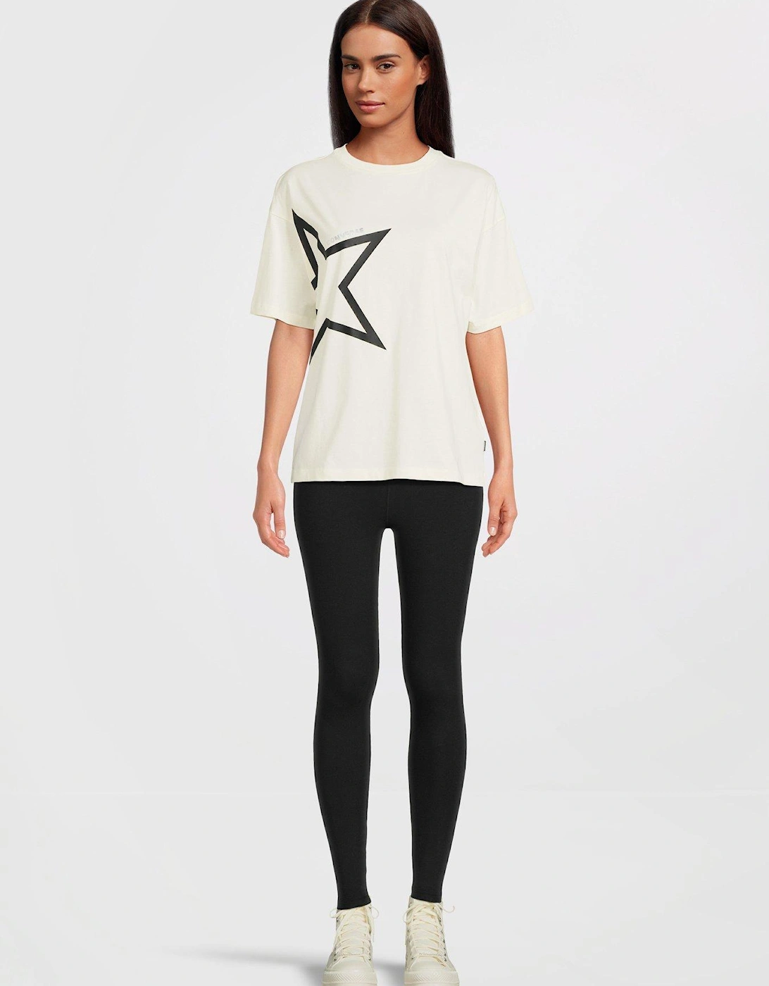 Womens Chuck Relaxed Star Print Tee - Off White