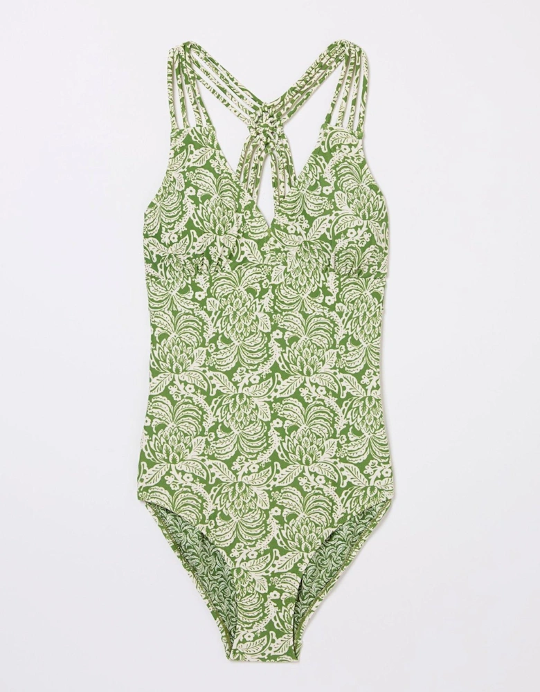 Ani Damask Floral Swimsuit - Dark Green