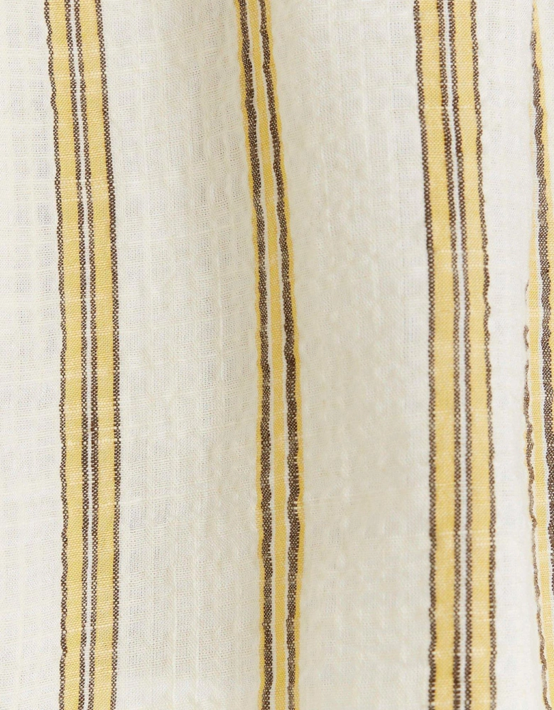 Striped Textured Cotton Short - Yellow
