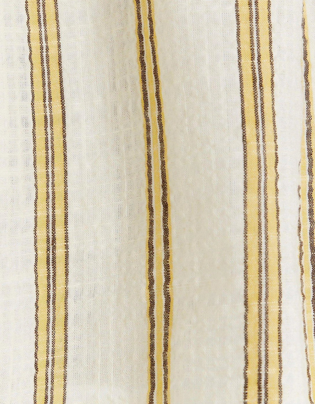 Striped Textured Cotton Short - Yellow