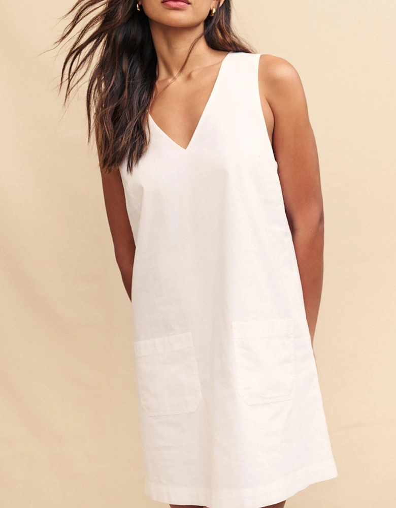Piper Pinny Linen Mini Dress - White