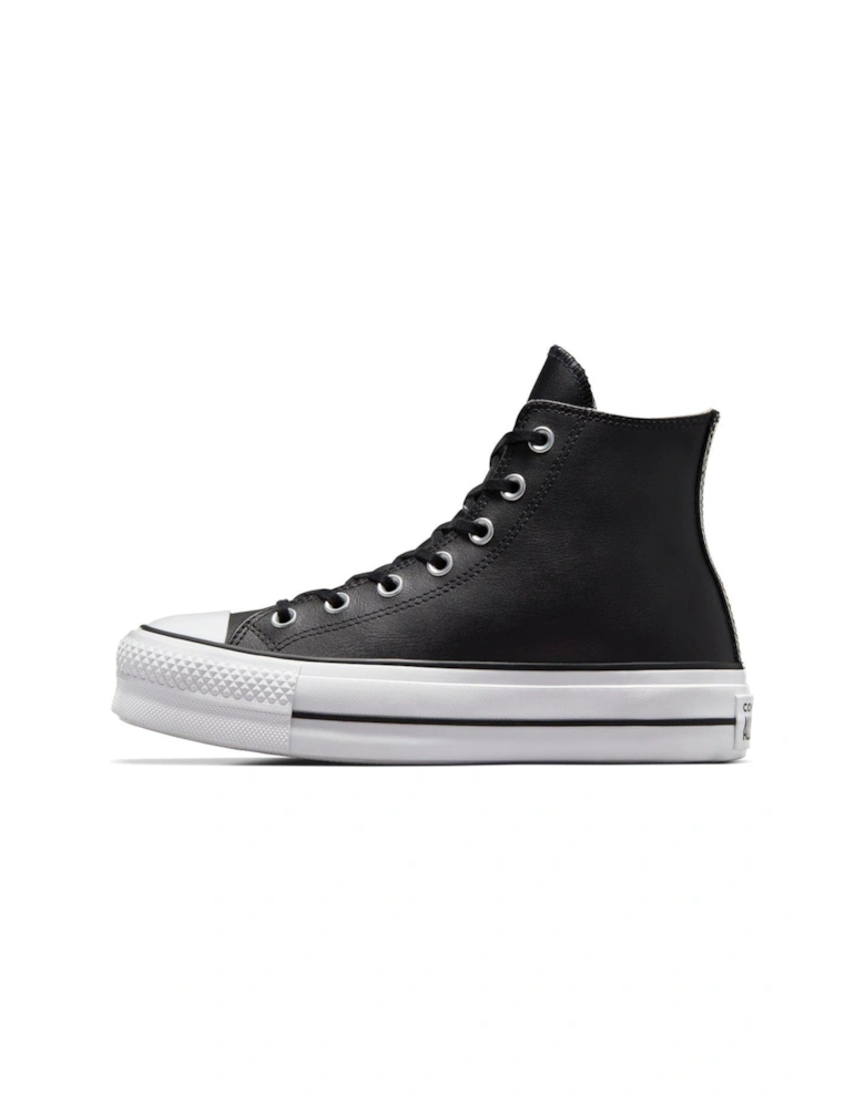 Womens Leather Lift Hi Top Trainers - Black