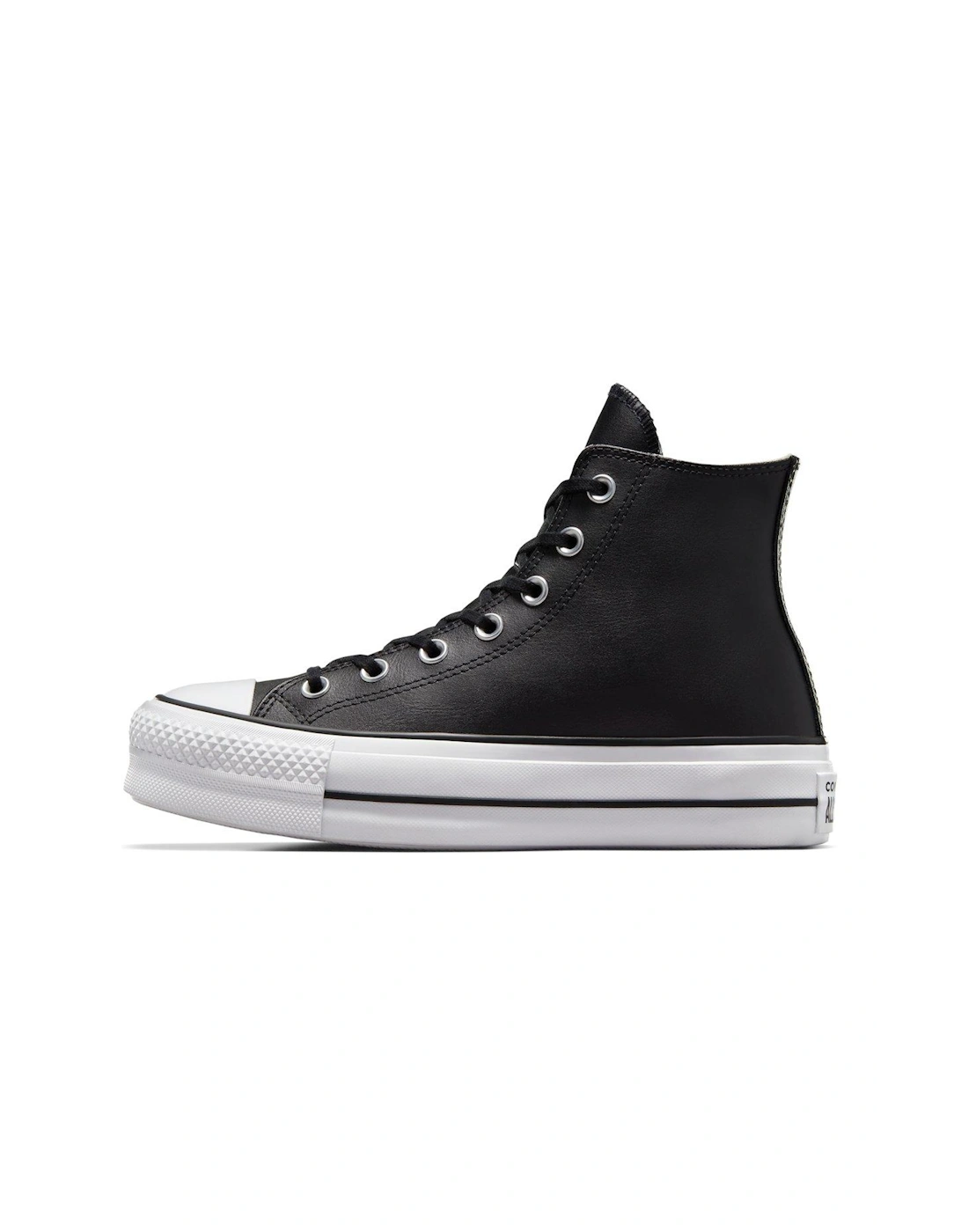 Womens Leather Lift Hi Top Trainers - Black