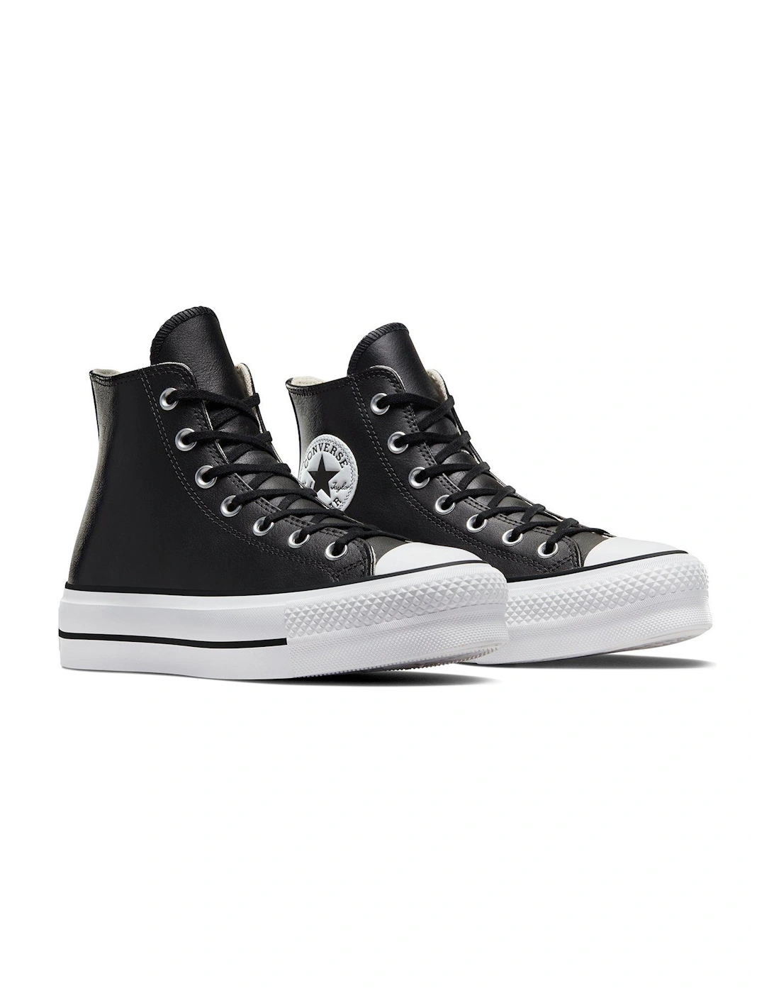 Womens Leather Lift Hi Top Trainers - Black