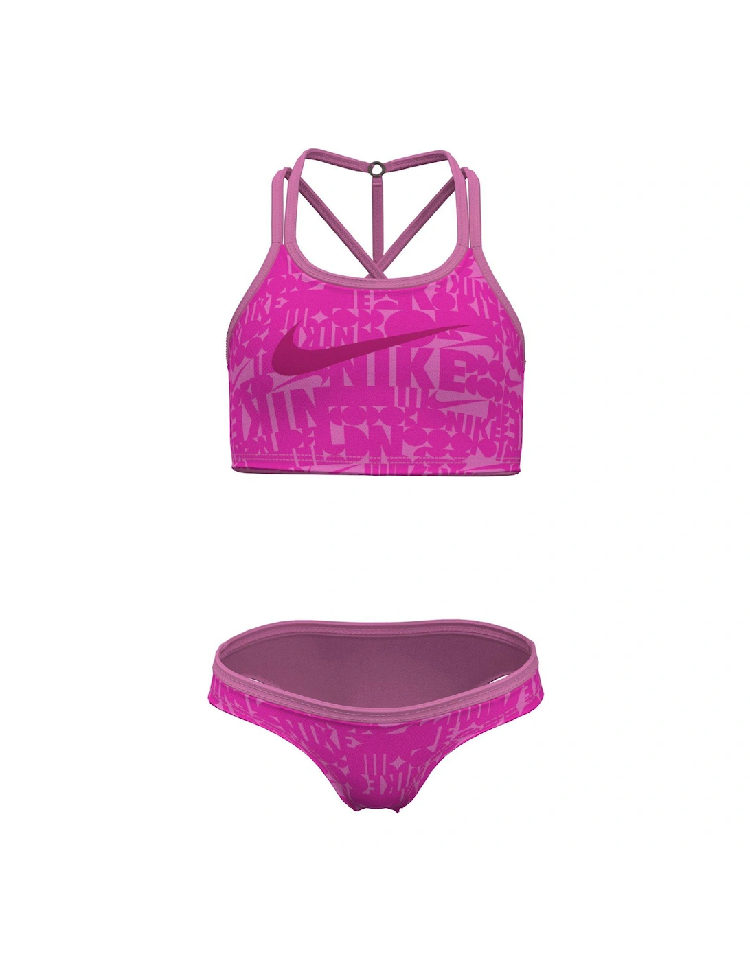 Retro Flow Girl's T-crossback Midkini Set-pink