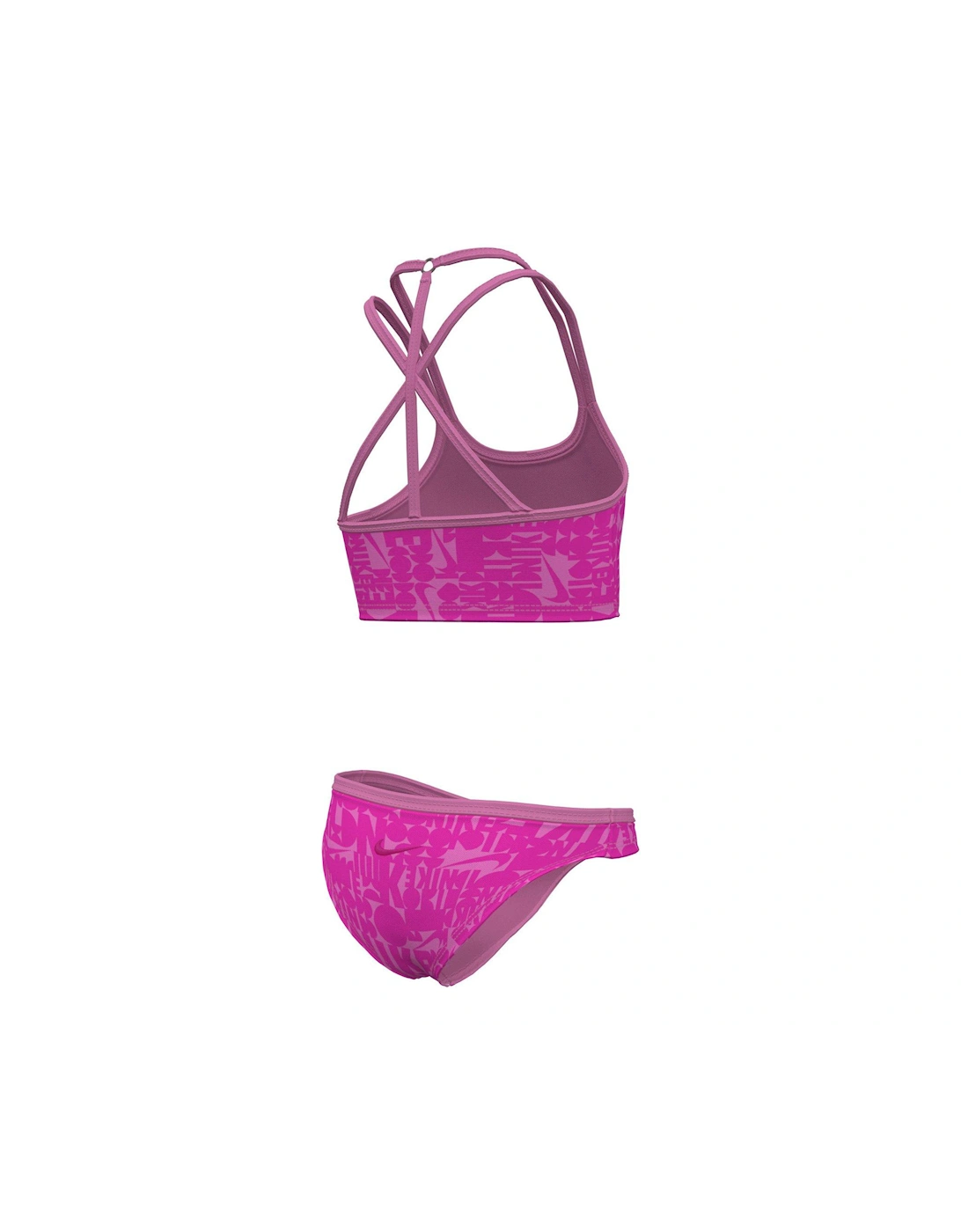 Retro Flow Girl's T-crossback Midkini Set-pink