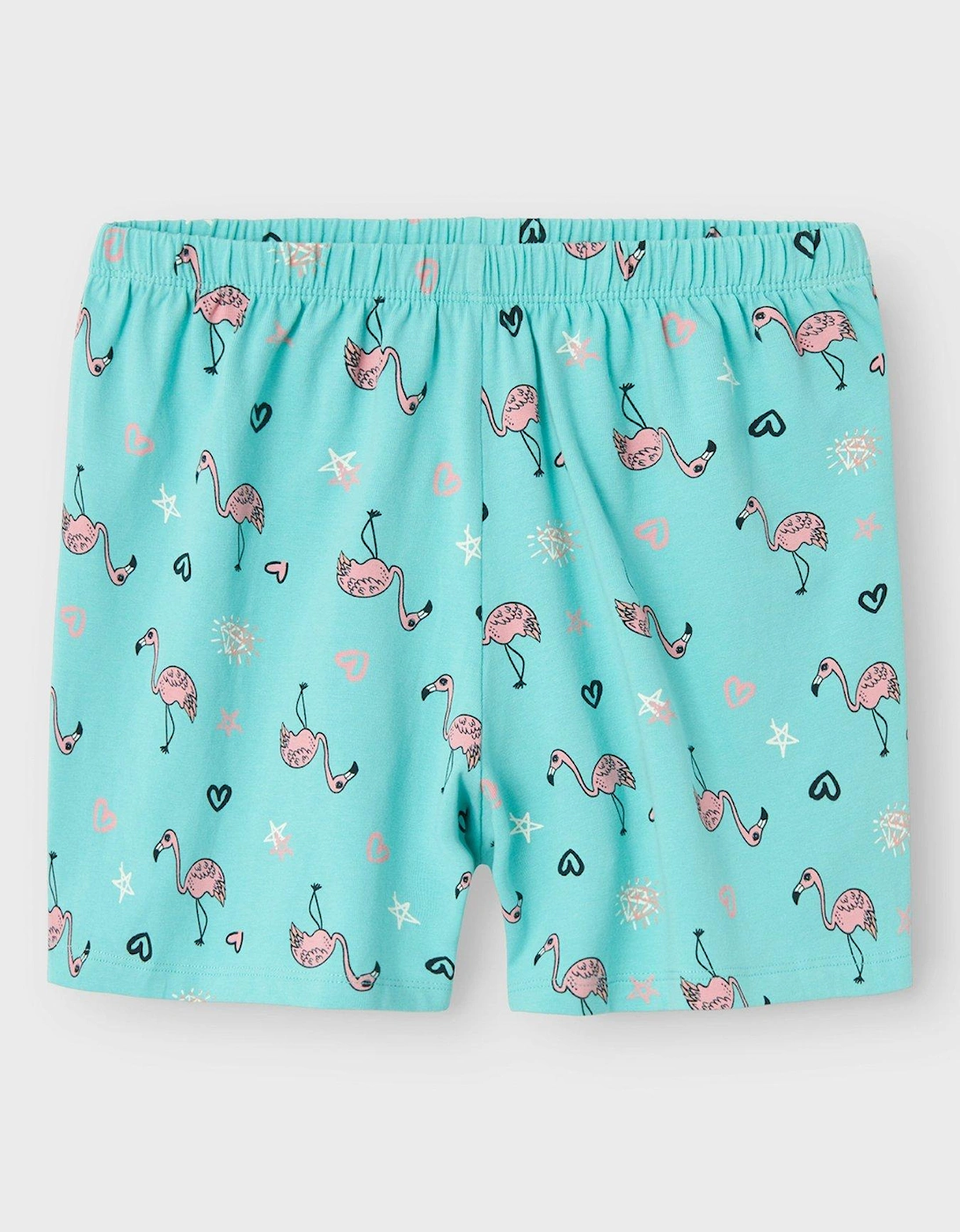 Girls Flamingo Jersey Shorty Pyjamas - Pool Blue