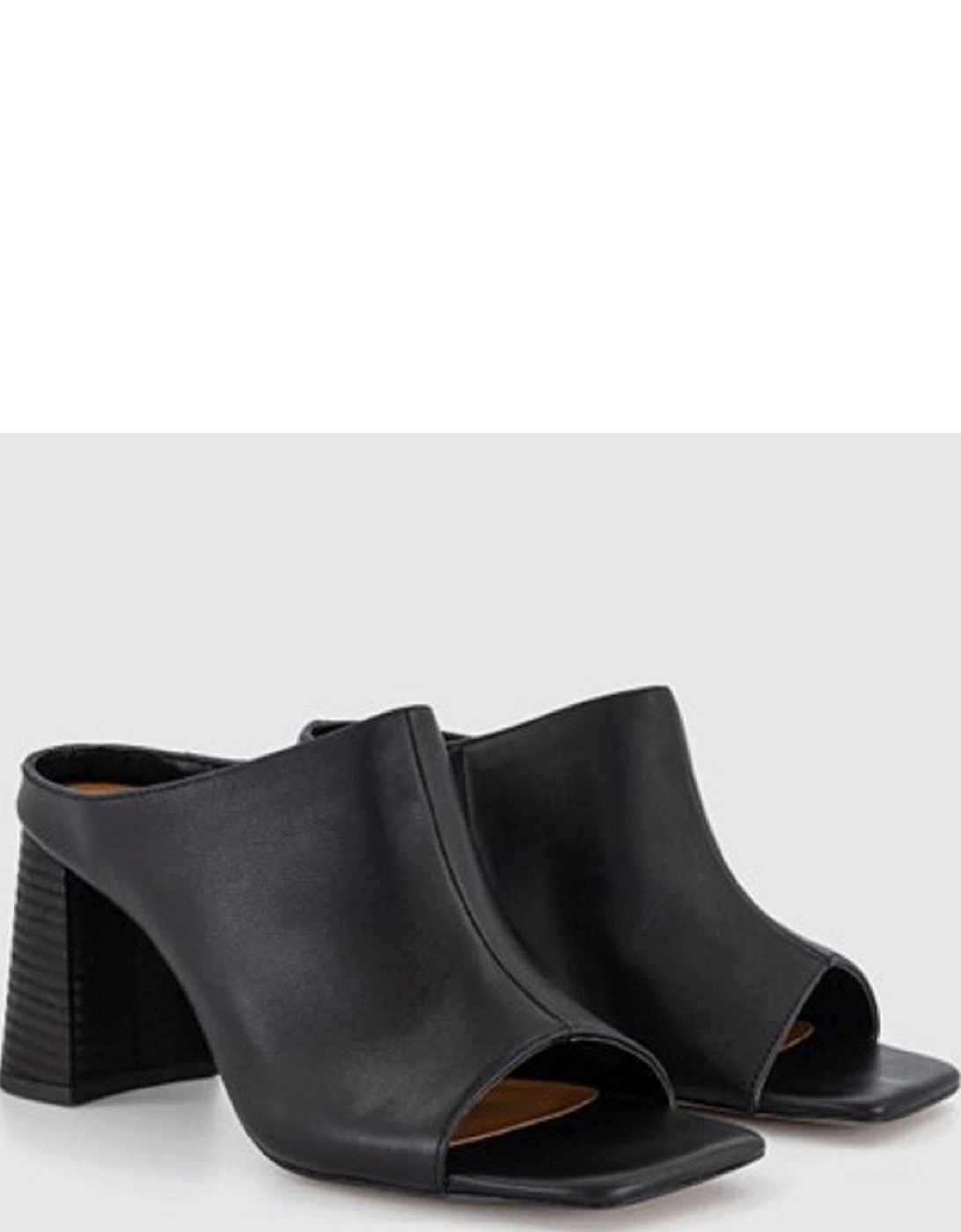 Marlowe Leather Mule Heeled Sandal - Black