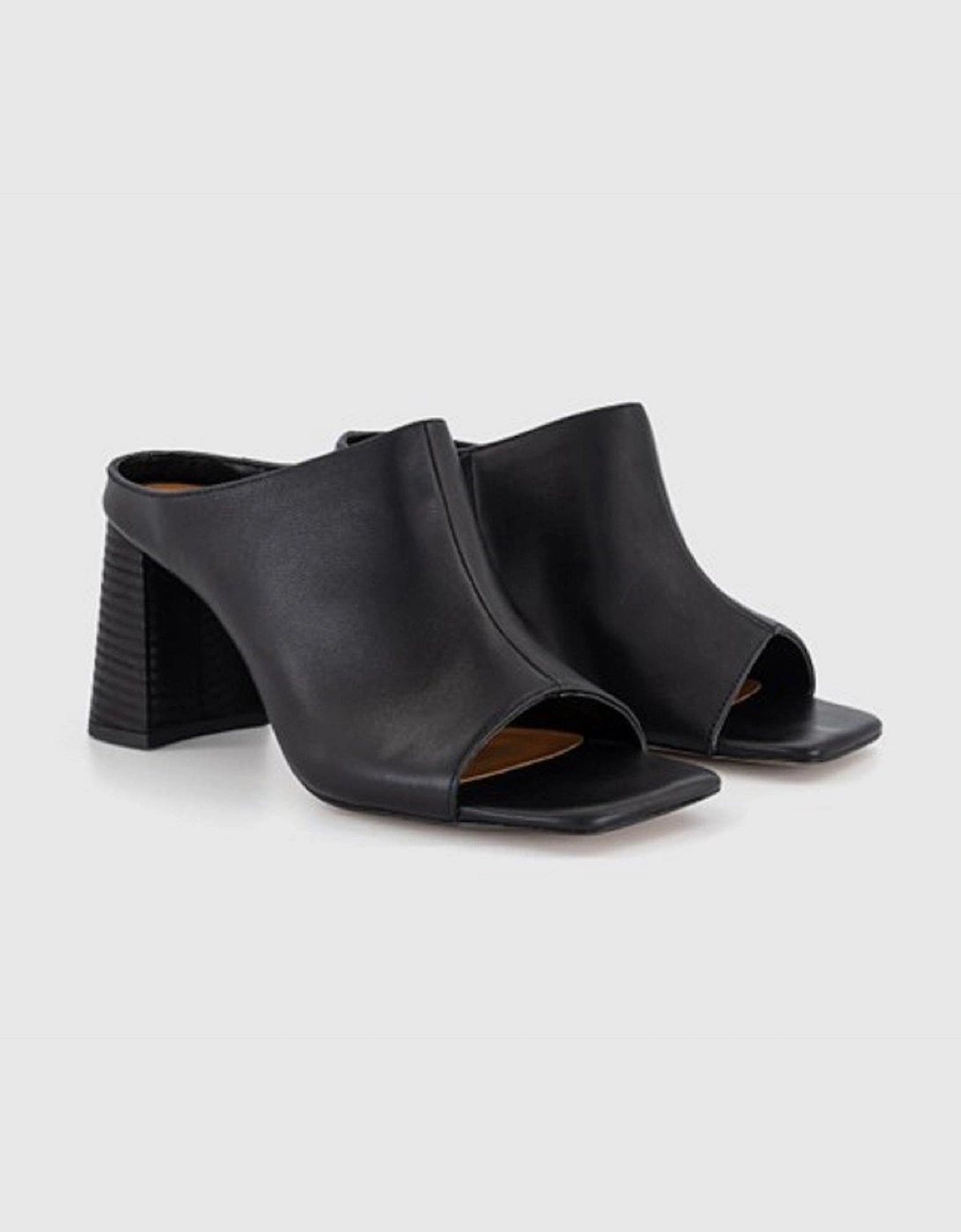 Marlowe Leather Mule Heeled Sandal - Black