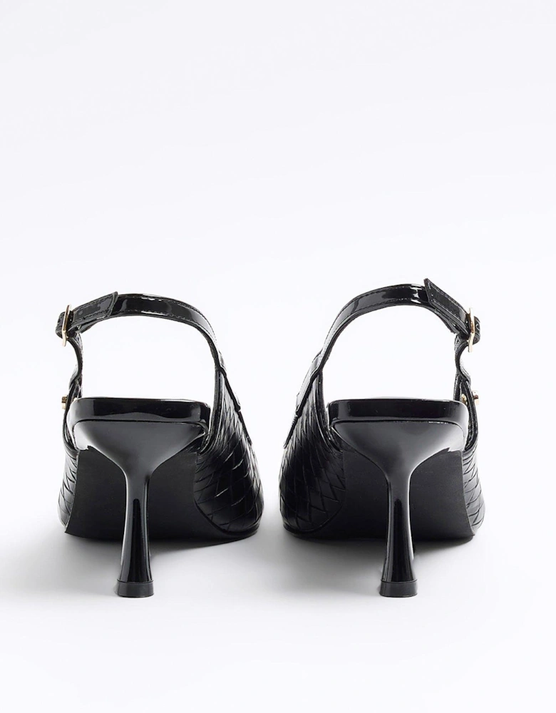 Woven Court Shoe - Black