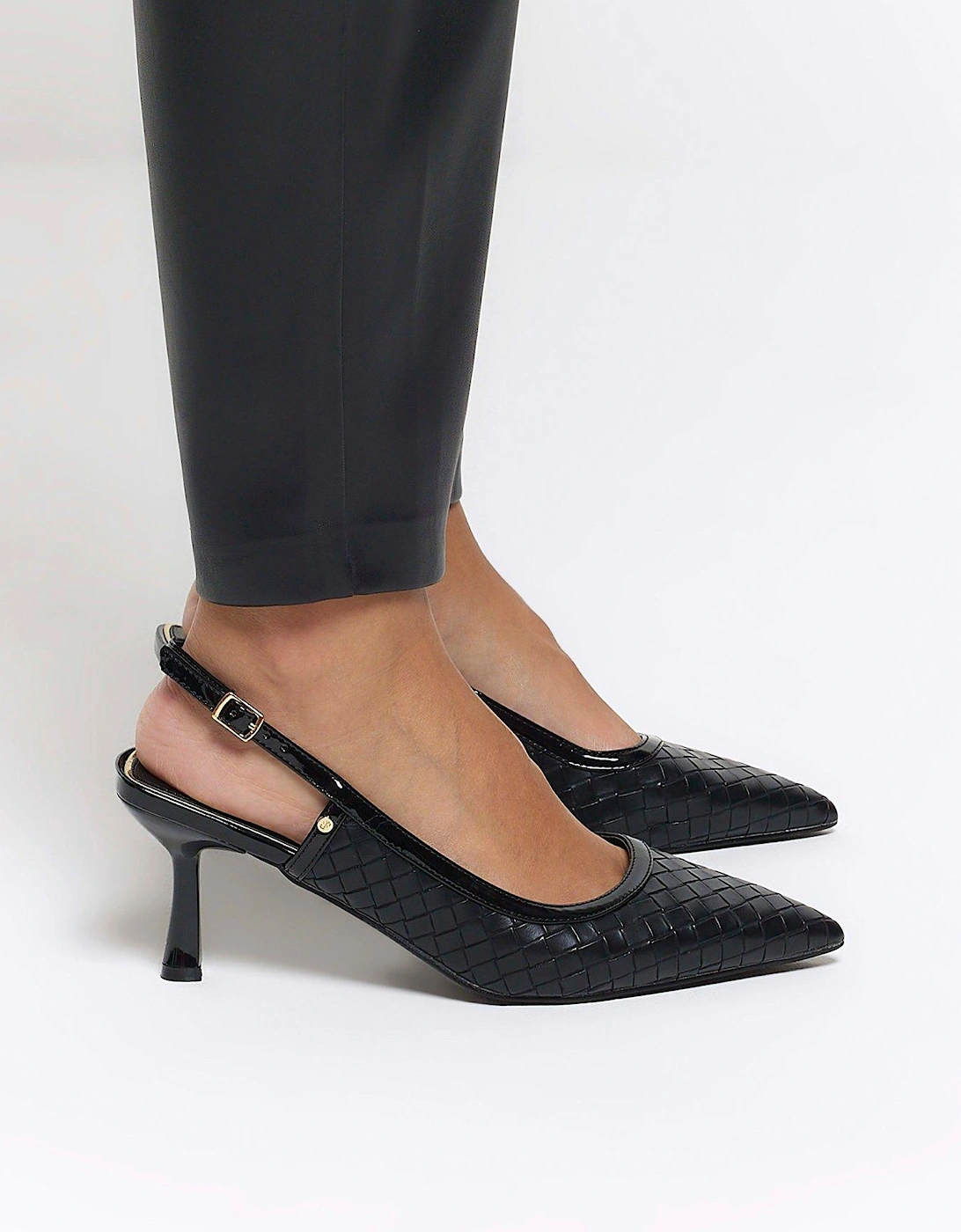 Woven Court Shoe - Black