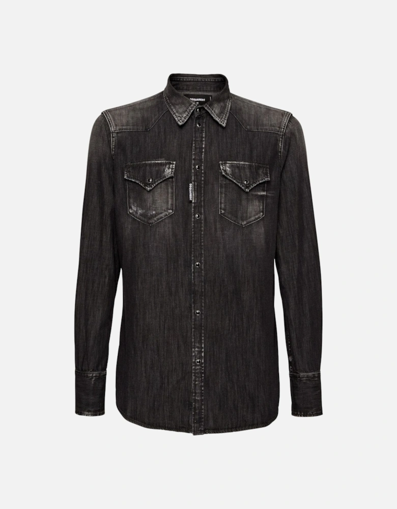 Classic Western Denim Shirt Black