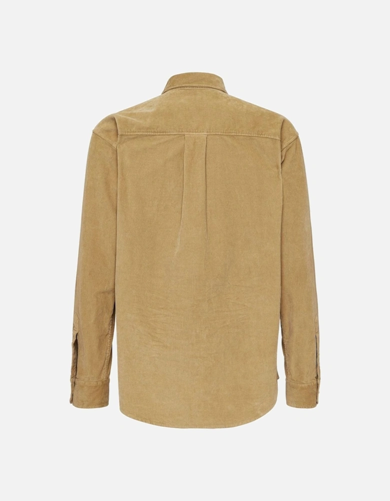 Corduroy Patch Pockets Shirt Tan