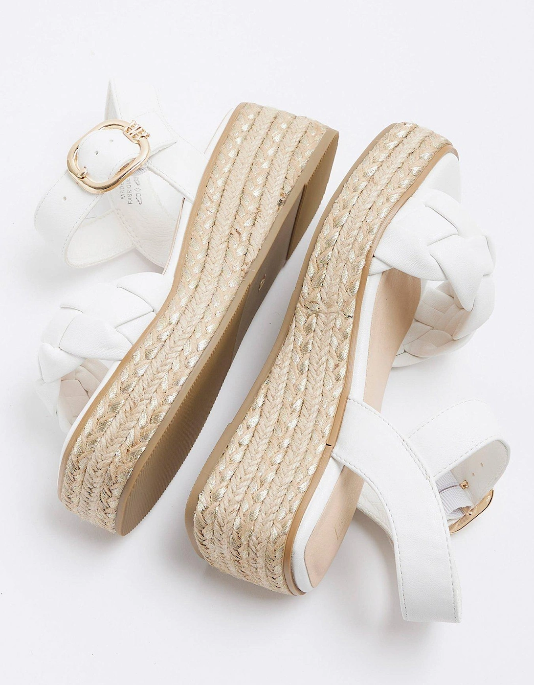 Girls Plait Strap Wedge Sandals - White