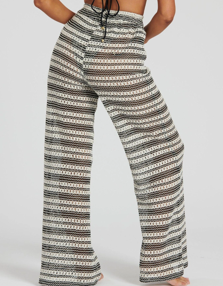 Monochrome Crochet Stripe Beach Pants
