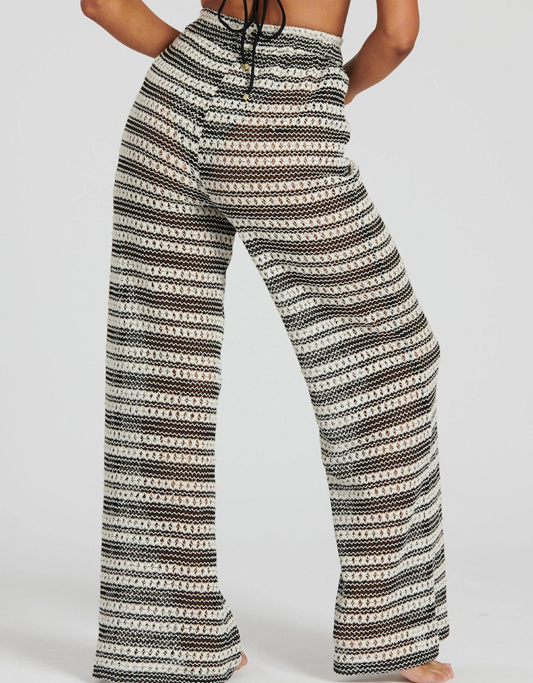 Monochrome Crochet Stripe Beach Pants