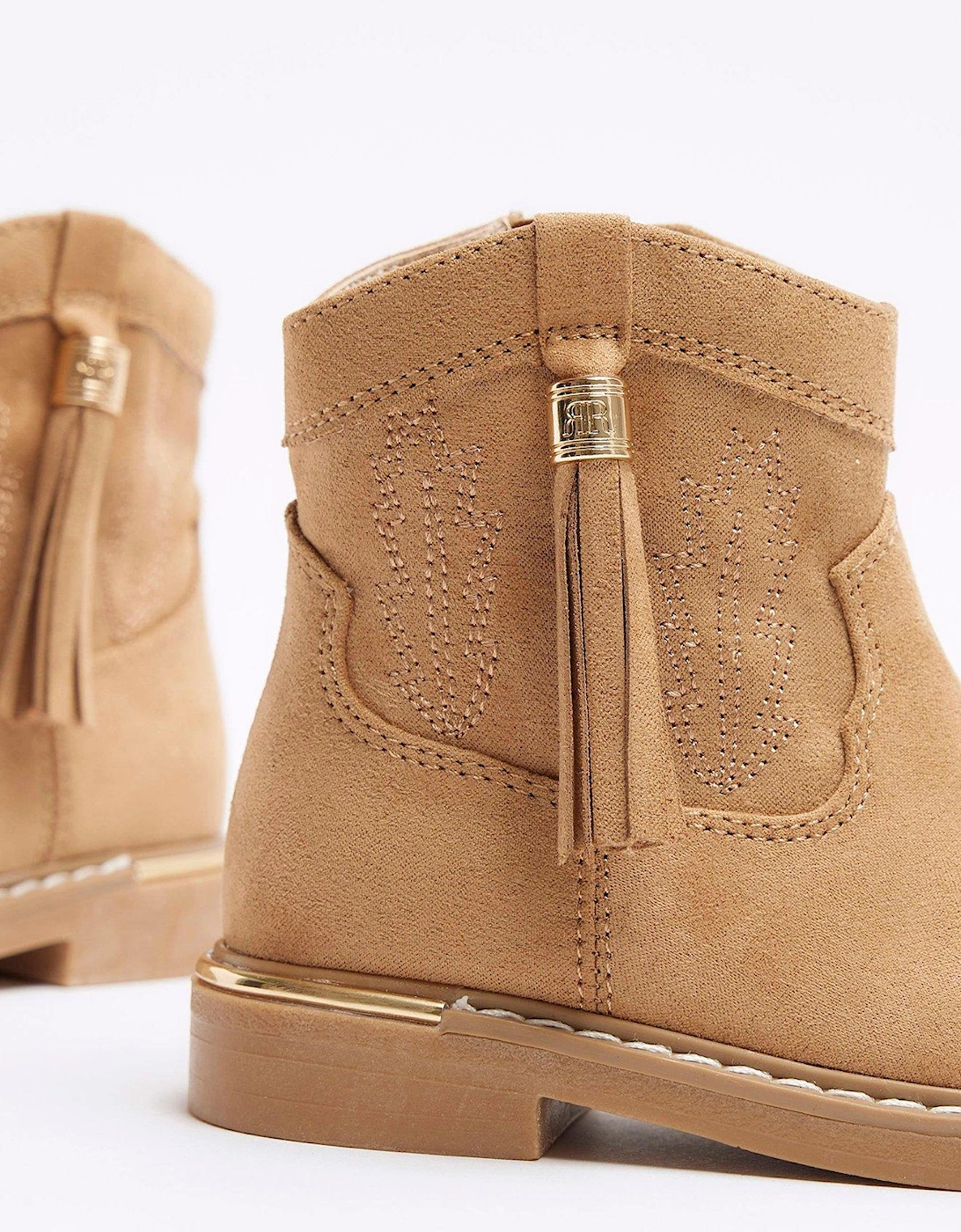 Mini Girls Tassel Western Boots - Brown