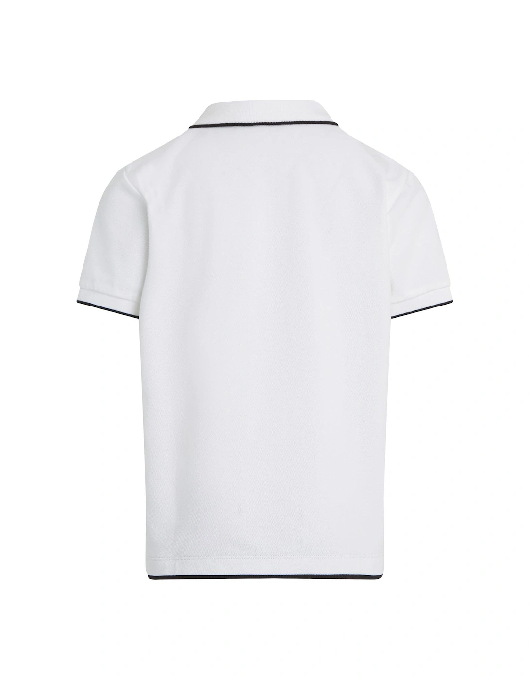 Boys Intarsia Logo Pique Short Sleeve Polo Shirt - Bright White