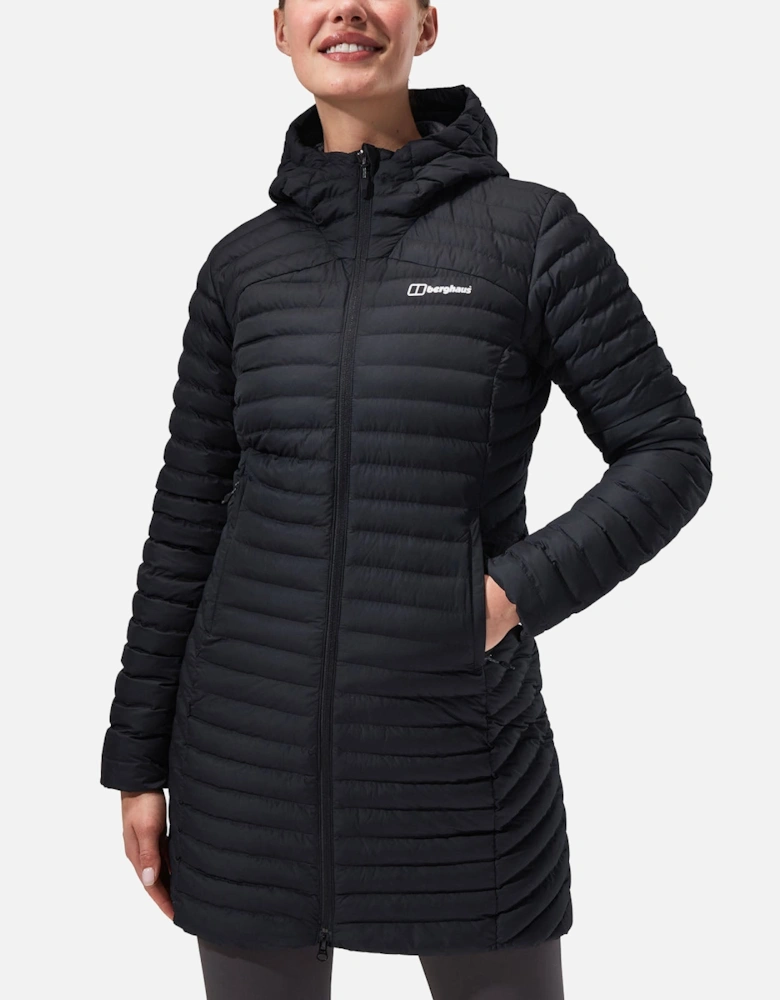 Womens Nula Micro Long Padded Hooded Jacket