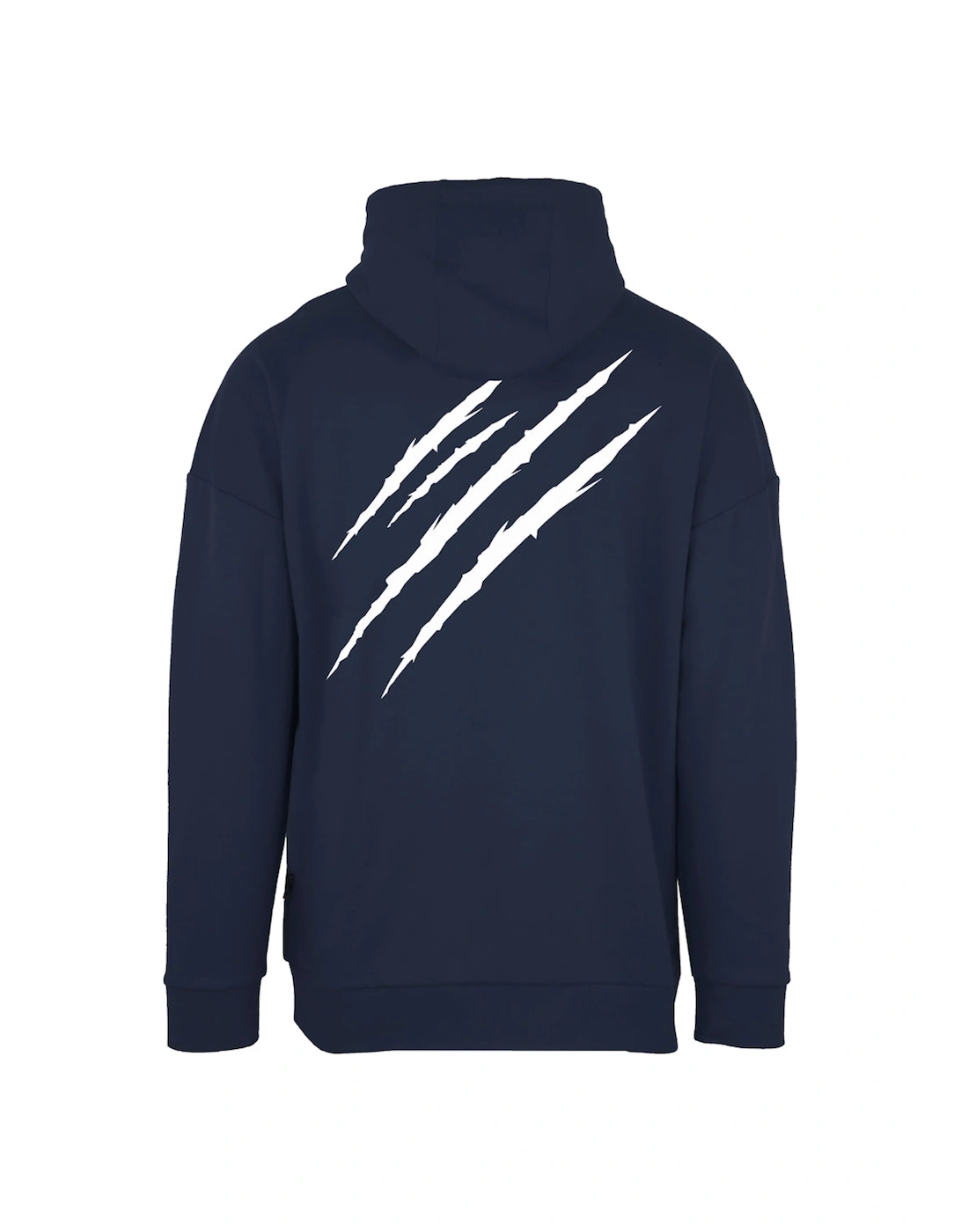 Men's Plein Sport Large Scratch Logo Taped Hood Navy Blue Hoodie - Size: Regular/36