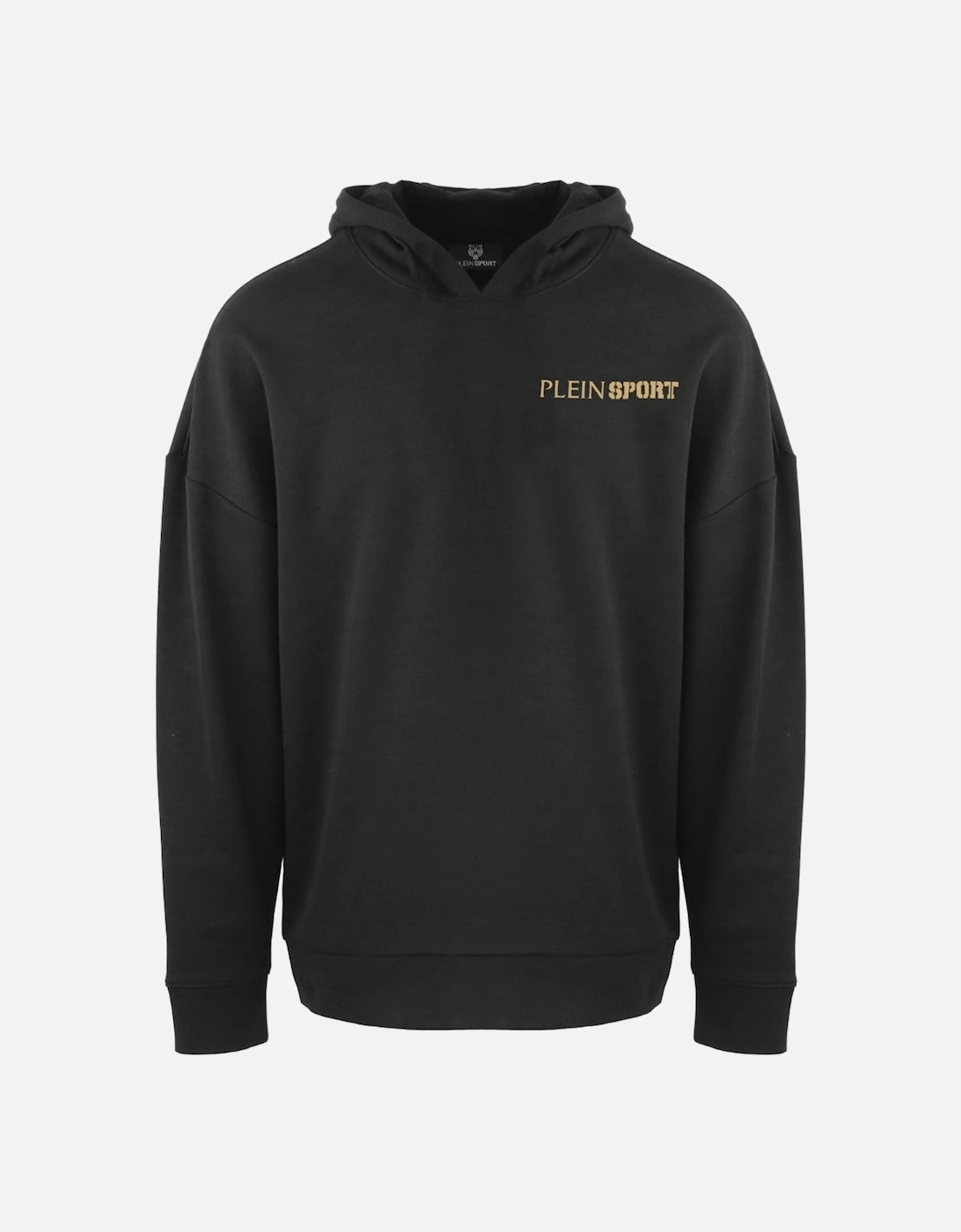 Plein Sport Gold Block Logo On Chest Black Hoodie, 3 of 2