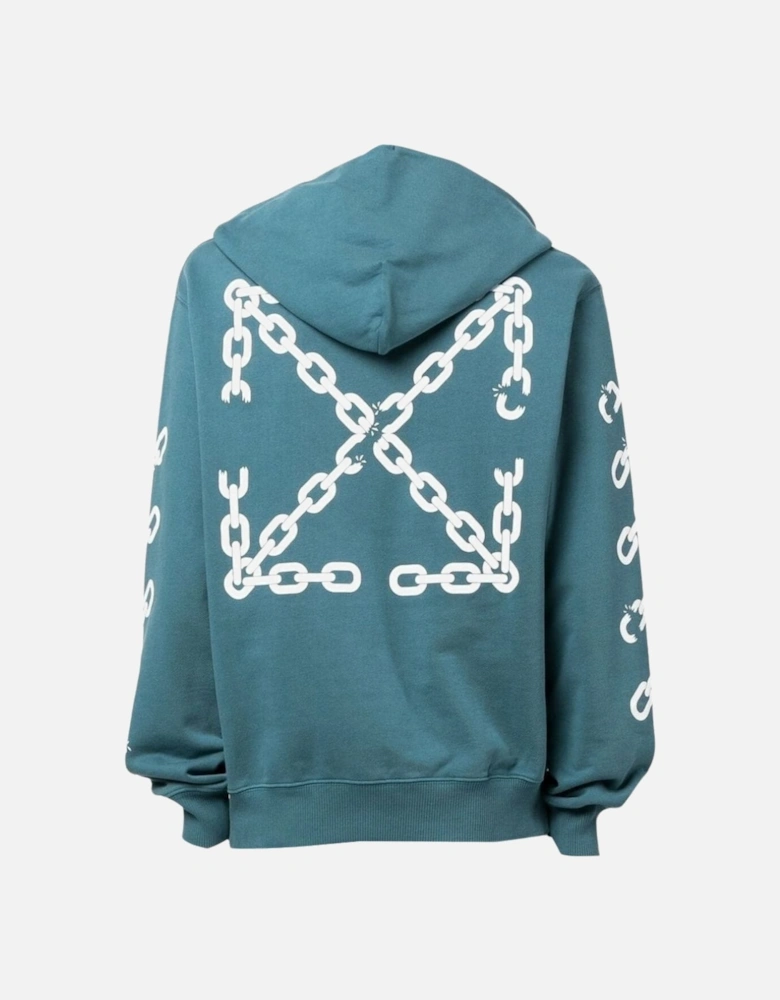 Off White Chain Arrow Design Slim Fit Duck Green Hoodie