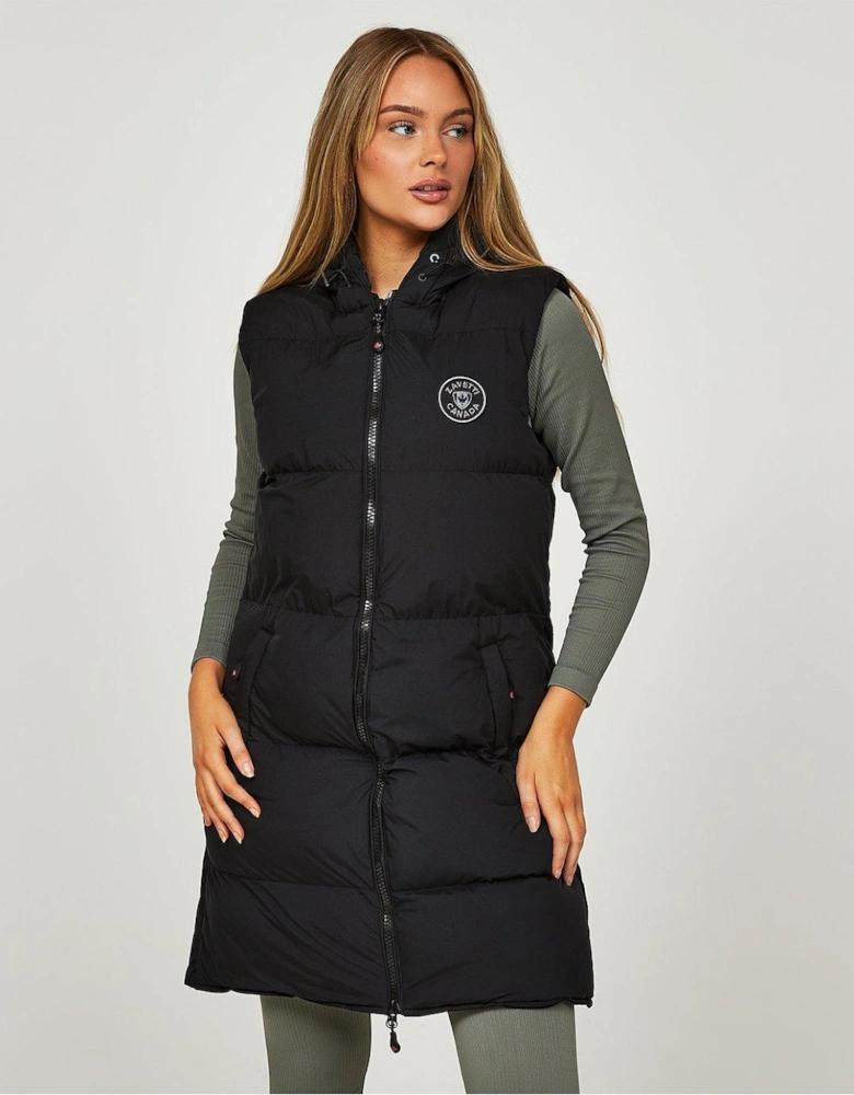 Salvino Longline Padded Gilet - Black