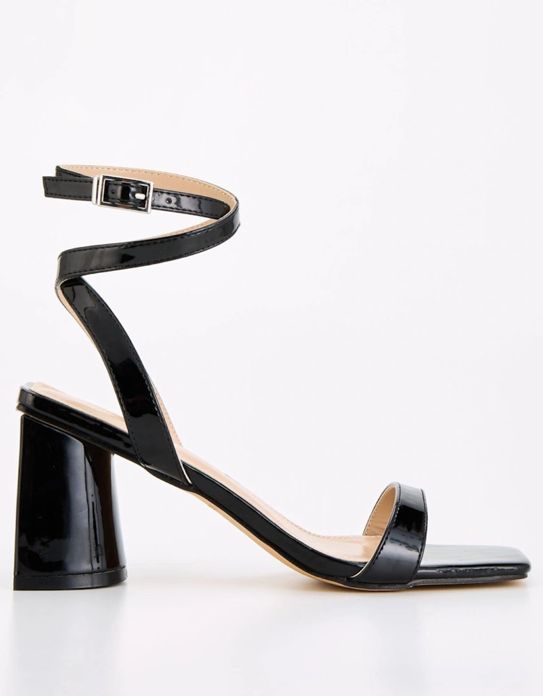 Rainey Square Toe Heeled Sandal - Black