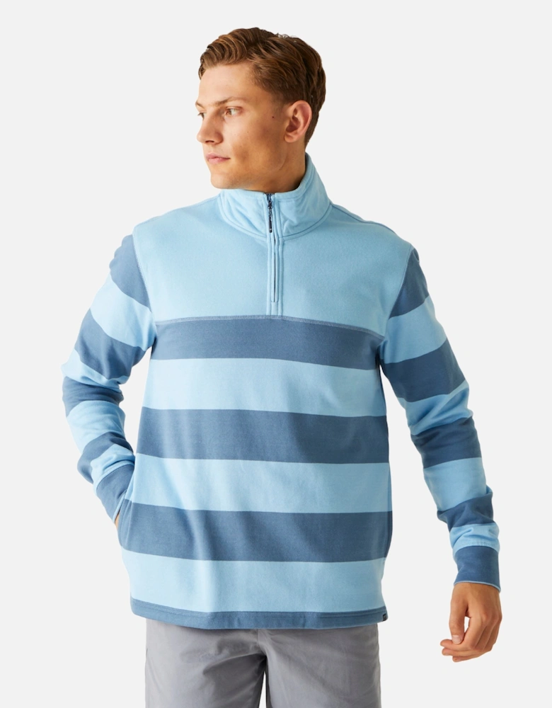 Mens Agilno Striped Half Zip Fleece Top