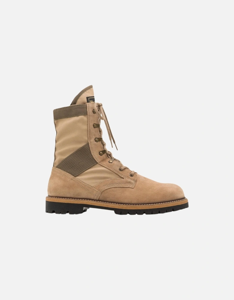 Khaki Trooper Lace Up Beige Boots