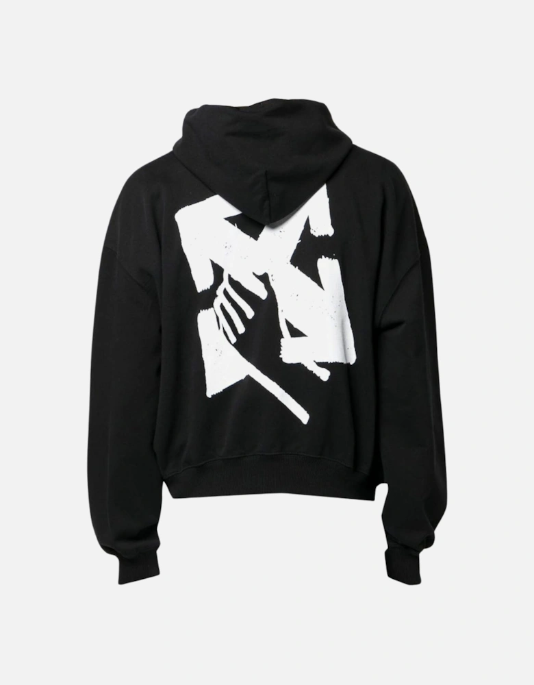 Off White Hand Arrow Logo Boxy Fit Black Hoodie