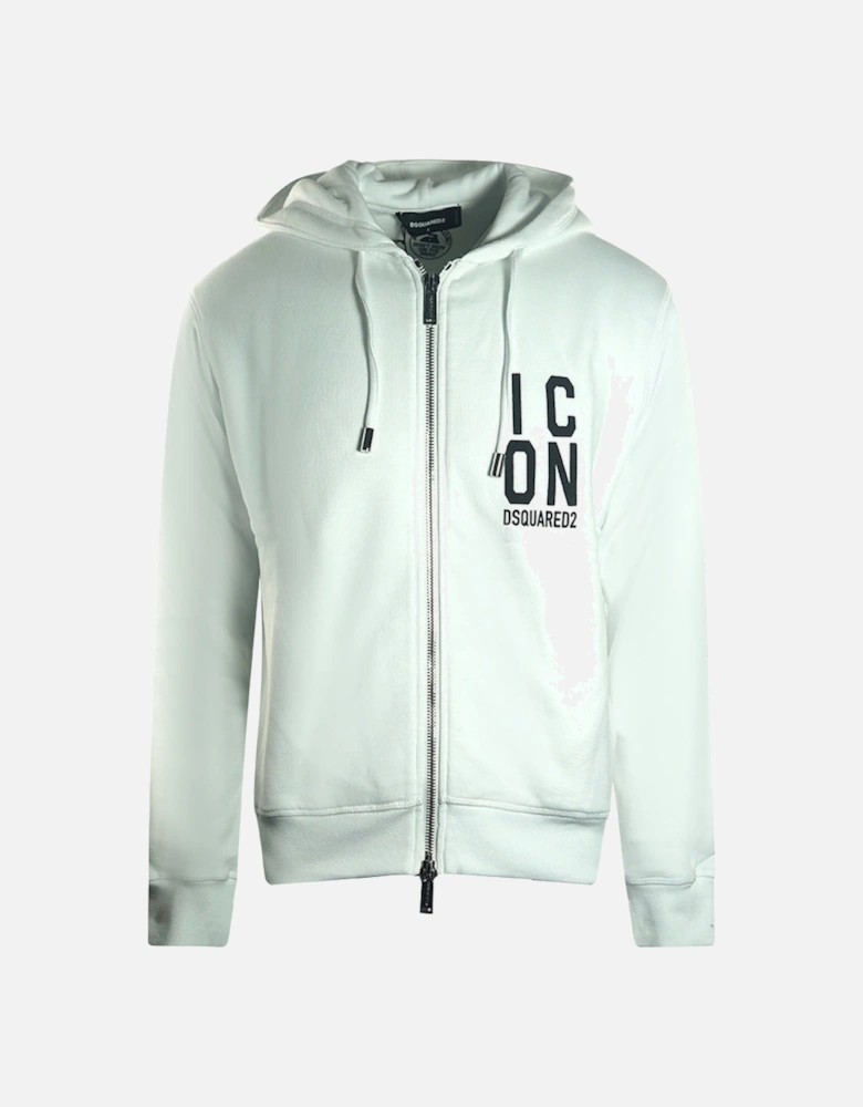 Bold Icon Logo White Zip Up Hoodie